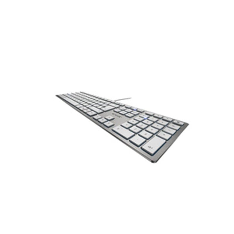 CHERRY KC 6000 Slim clavier USB AZERTY Belge Argent, Blanc