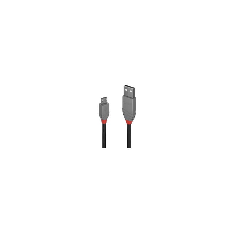 Lindy 36730 câble USB 0,2 m USB 2.0 USB A Micro-USB B Noir, Gris