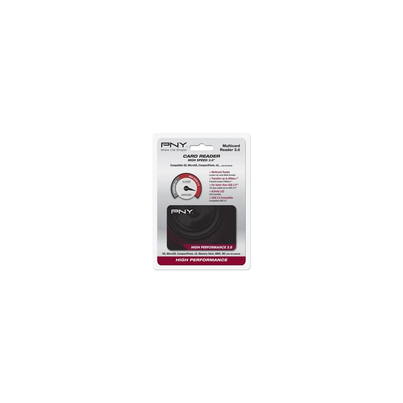 PNY High Performance Reader 3.0 lecteur de carte mémoire USB 3.2 Gen 1 (3.1 Gen 1) Noir