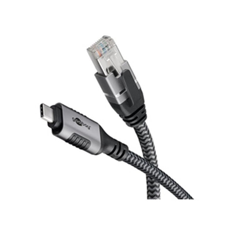 Goobay 70697 changeur de genre de câble USB C RJ-45 Noir, Argent