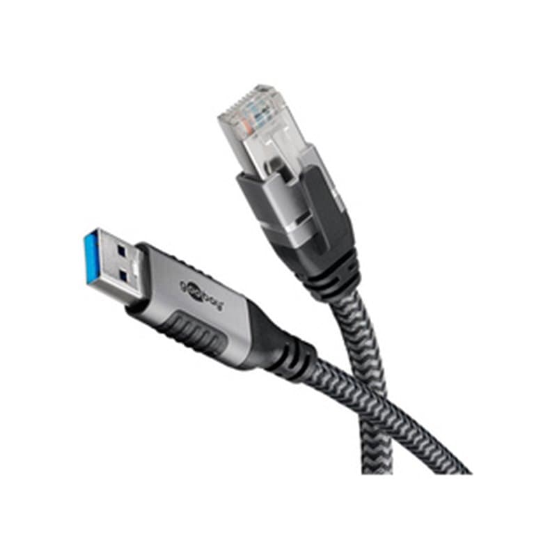 Goobay 70692 changeur de genre de câble USB A RJ-45 Noir, Argent