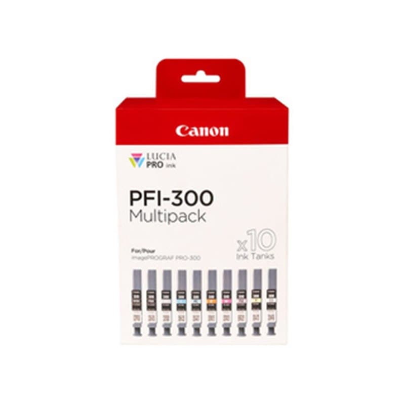 Canon PFI-300 cartouche d'encre 10 pièce(s) Original Noir, Bleu, Cyan, Gris, Magenta, Photo noire, Photo magenta, Rouge,