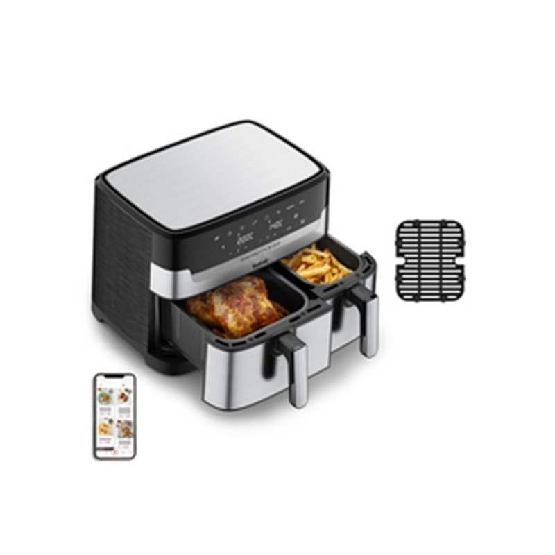 Tefal Dual Easy Fry & Grill EY905D Double 8,3 L Autonome 2700 W Friteuse dair chaud Acier inoxydable