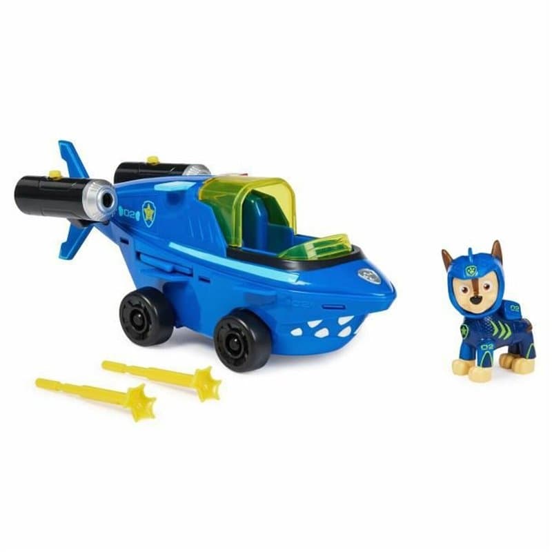 PAW Patrol PAT' PATROUILLE AQUA PUPS - Voiture + Figurine Chase - Voiture Pat Patrouille Chase - Figurine à Collectionne