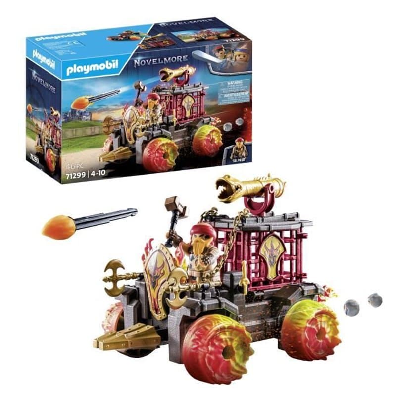PLAYMOBIL 71299 Chariot de combat enflammé des Burnham Raiders- Affrontez les ennemis avec le chariot, son canon et sieg