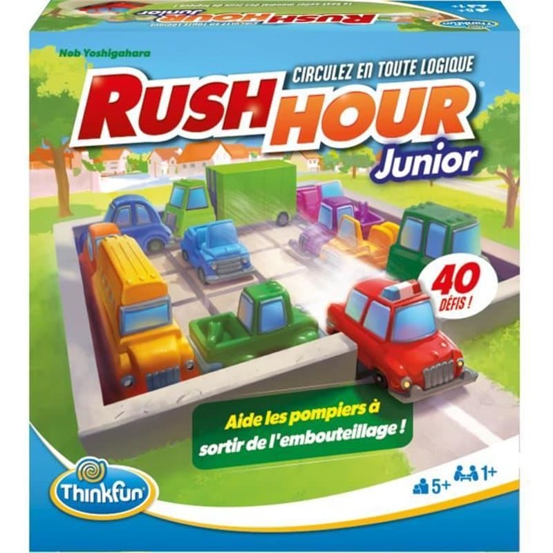 ThinkFun-Rush Hour Junior-Jeu de logique-Casse-tete-Embouteillage-40 défis 4 niveaux-1 Joueur ou plus des 5 ans-Ravensbu