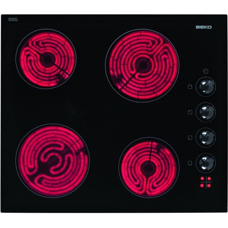 BEKO HIC64100 Plaque vitrocéramique 4 de foyer - Noir - 58 cm