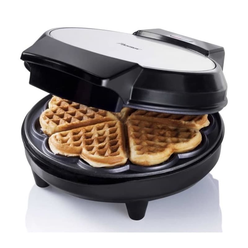 BESTRON AWM700S - Gaufrier classique en forme de coeur avec revetement antiadhesif, 700 W, Noir