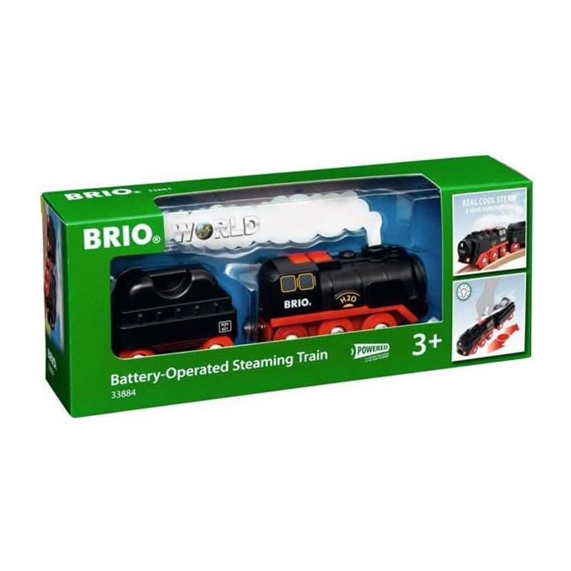 Brio World Locomotive a piles a vapeur - Accessoire Circuit de train en bois avec vraie vapeur ! - Ravensburger - Des 3