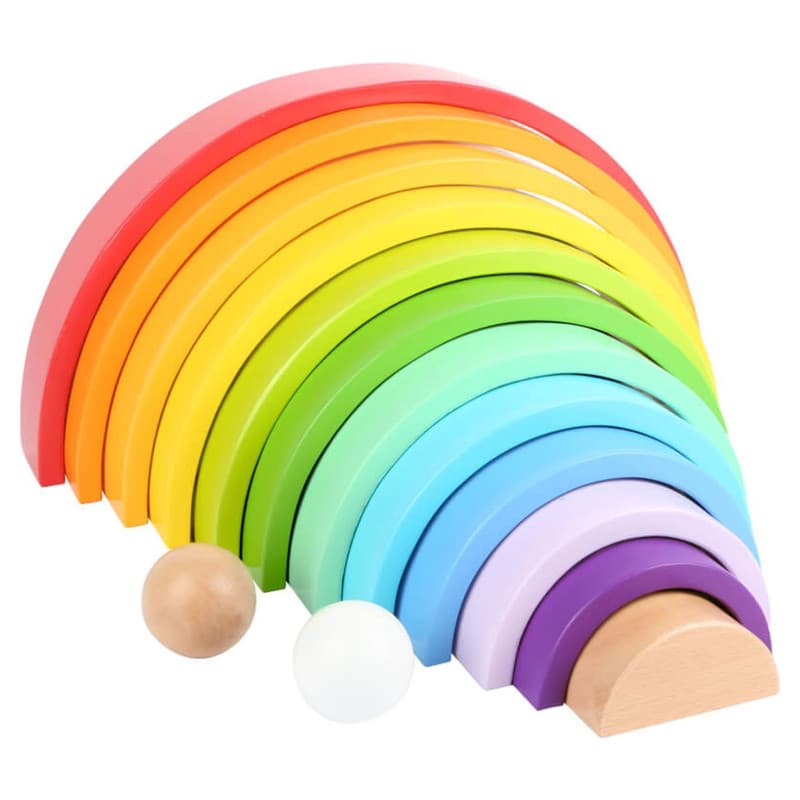 Small Foot - Wooden Building Blocks Rainbow XL, 14 pcs. 11412