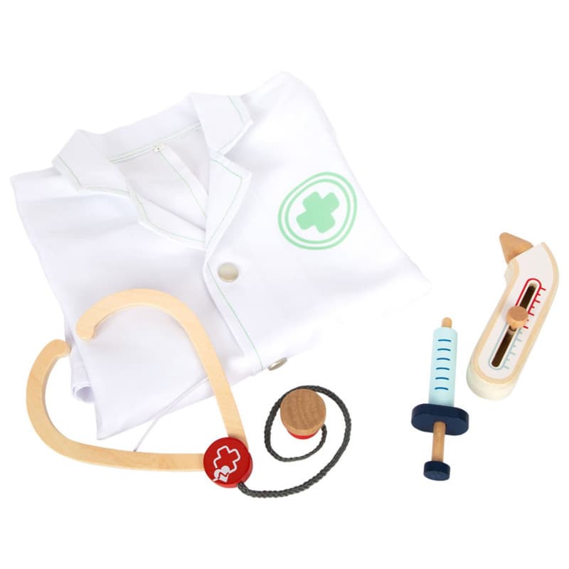 Small Foot - Doctor's Coat with Wooden Accessories, 4 pcs. 12225