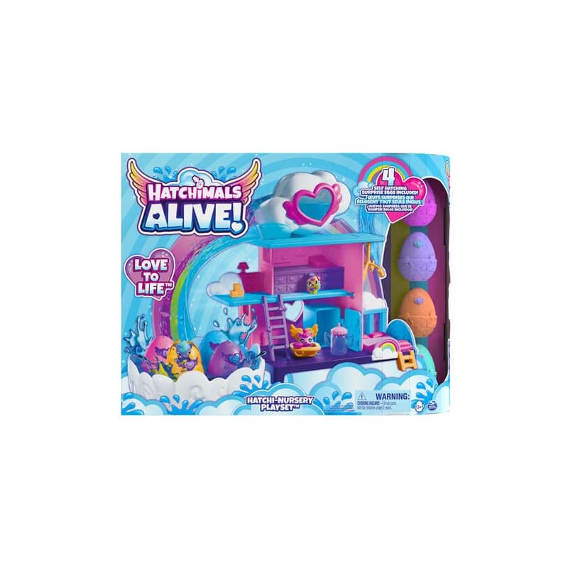 Hatchimals ALIVE - Playset Hatchi-Nurserie - Univers De Jeu Pour Figurines - 4 Oeufs 4 Figurines À Collectionner & 13 Ac