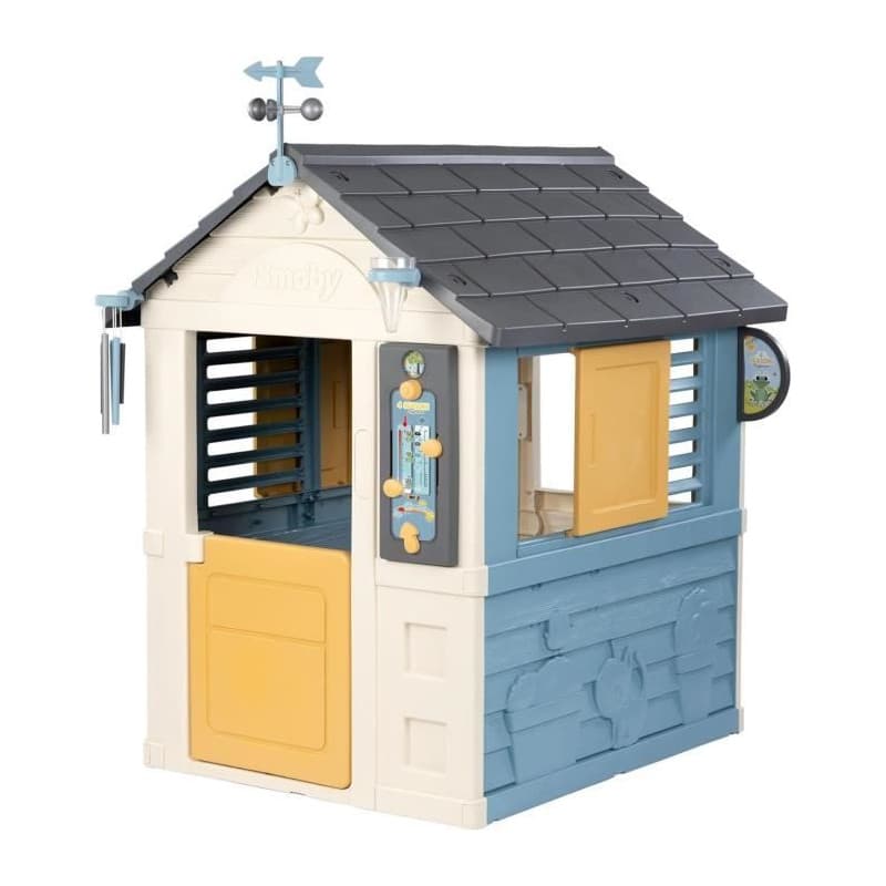 Smoby - Maison 4 Saisons - Cabane enfant - Activités ludique theme Météo - Mesurer le vent, la pluie, la température - C