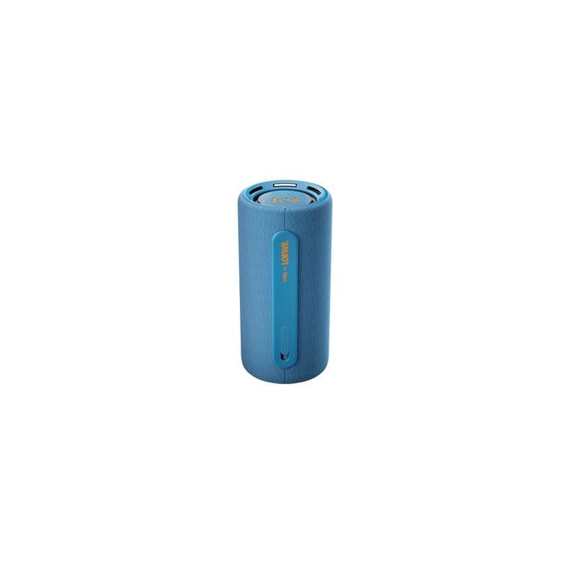 Enceinte sans fil Bluetooth We. HEAR pro Bleu Denim par Loewe et Kylian Mbappé