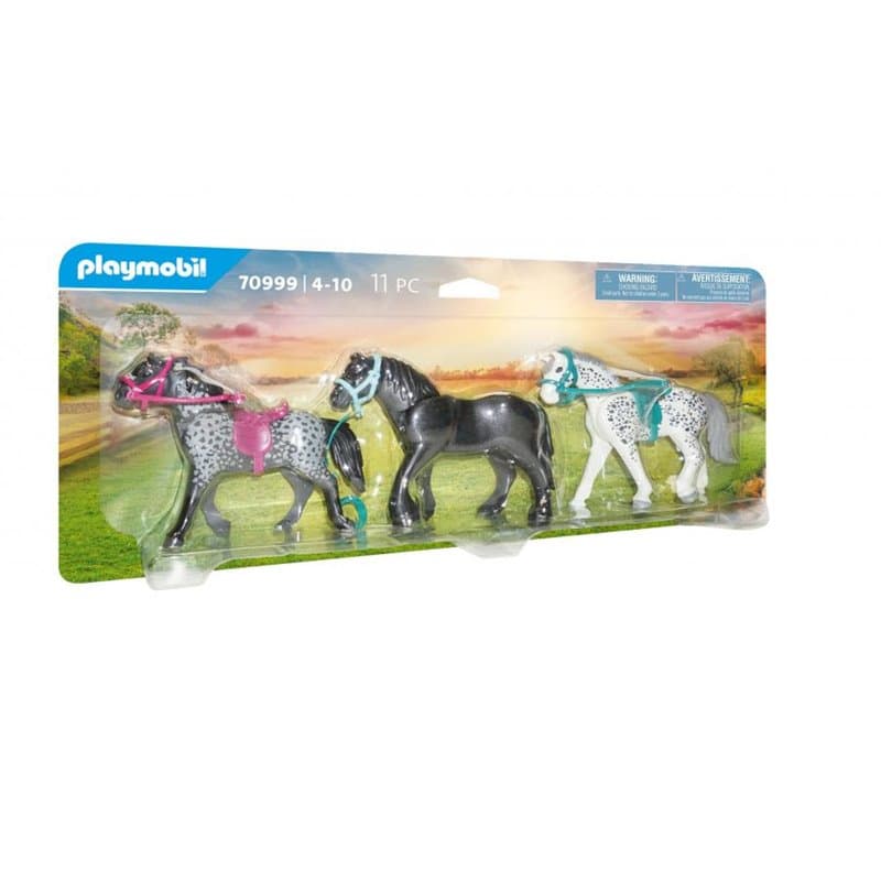 70999 Playmobil Country 3 chevaux : Frison, Knabstrupper et Anda
