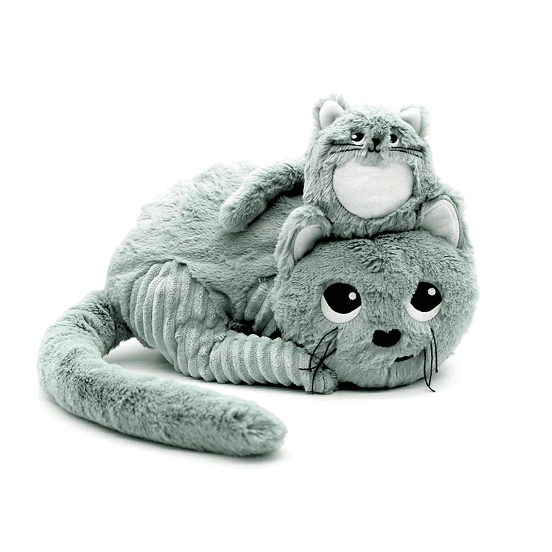 Peluche chat Miaou maman et son bebe vert menthe - les Ptipotos