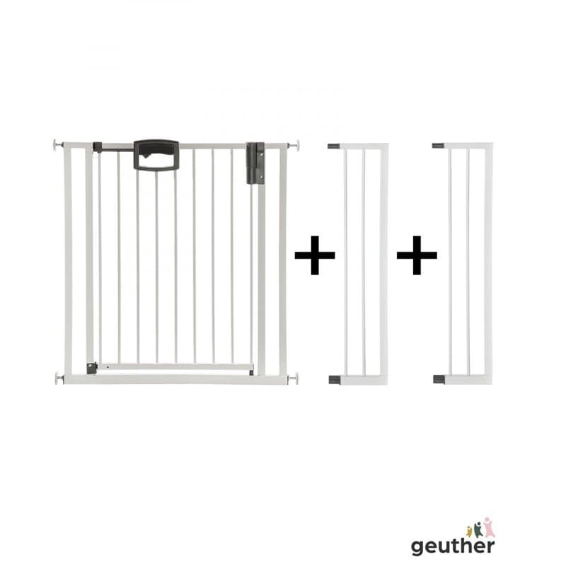 Barrière de porte à pression Easylock Plus métal 112,5 cm - 120,5 cm Blanc