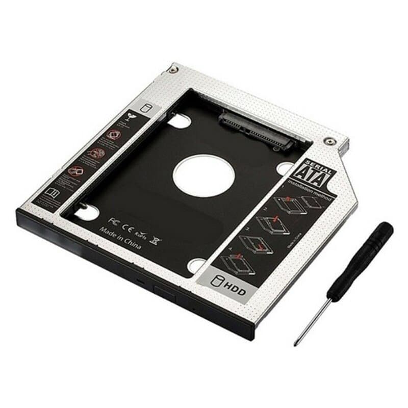 Ewent EW7003 Housse de disques de stockage Acrylonitrile-Butadiène-Styrène (ABS), Aluminium Noir, Blanc