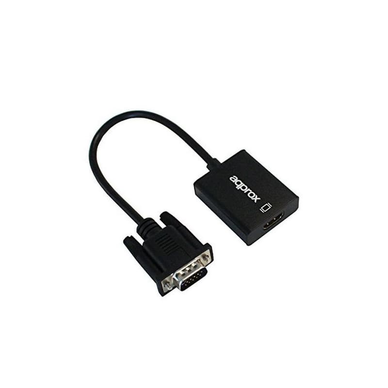 Adaptateur VGA vers HDMI avec Audio approx! APPC25 3,5 mm Micro USB 20 cm 720p/1080i/1080p Noir