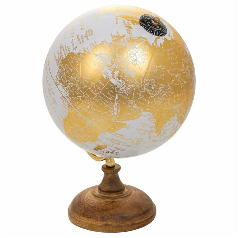 Globe terrestre Alexandra House Living Papier Fer Plastique Bois de manguier 20 x 25 x 20 cm