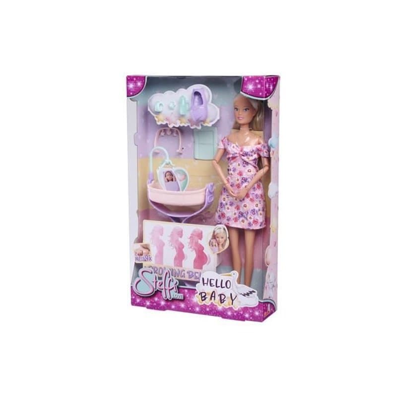 Smoby - Steffi Love - Future Maman - Poupée mannequin enceinte (29cm) - Accesoires pour bébé - Bouton pour faire grossir