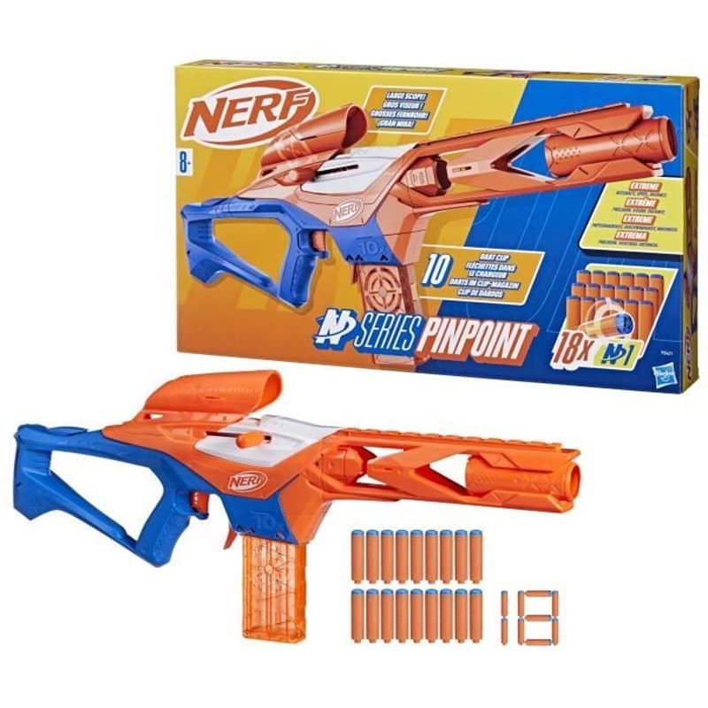 Nerf NSeries blaster Pinpoint a fléchette, 18 fléchettes, a partir de 8 ans