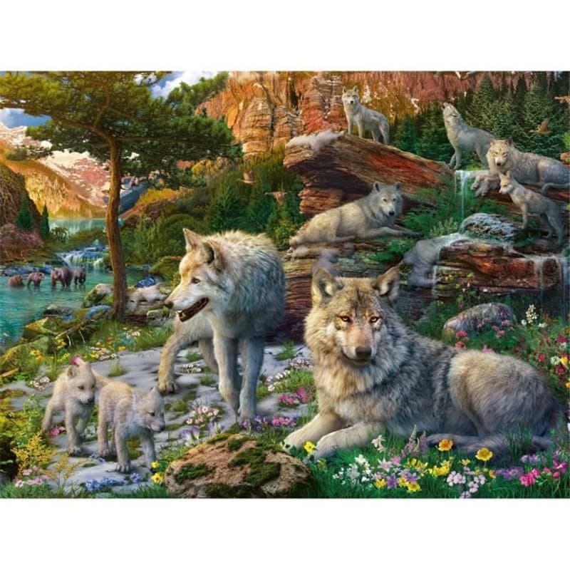Ravensburger-Puzzle 1500 pieces-Loups au printemps-Adultes & enfants des 14 ans-Puzzle de qualité supérieure 80x60cm-120