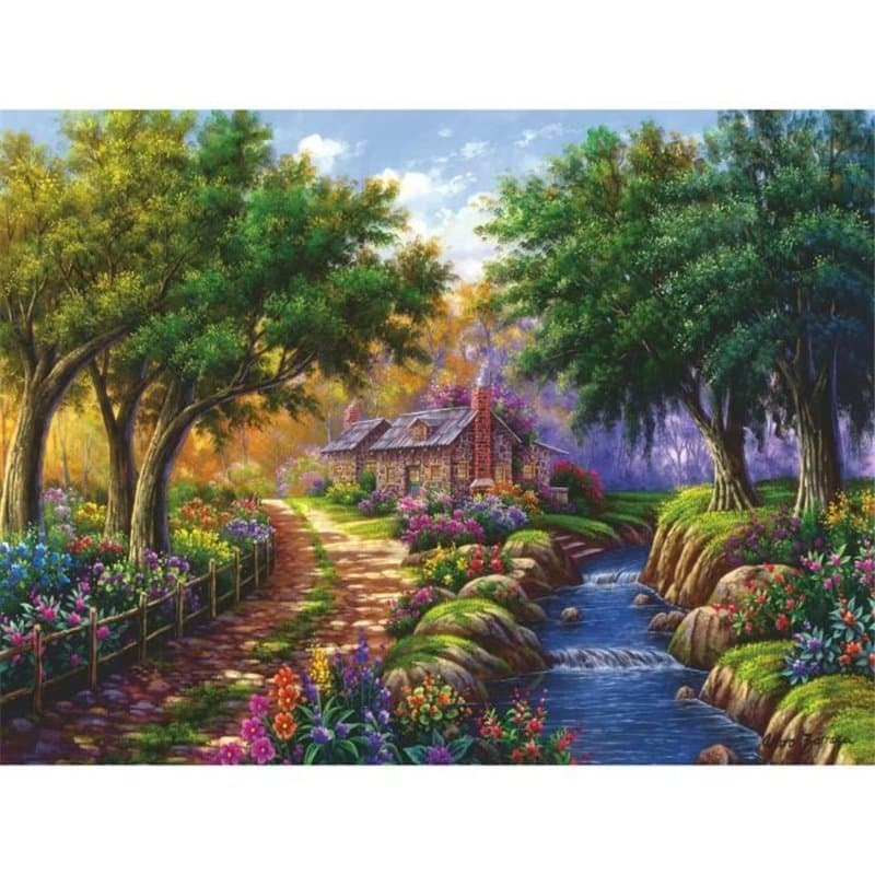 Ravensburger-Puzzle 1500p-Cottage au bord de la riviere-Adultes & enfants des 14 ans-Puzzle de qualité supérieure 80x60c