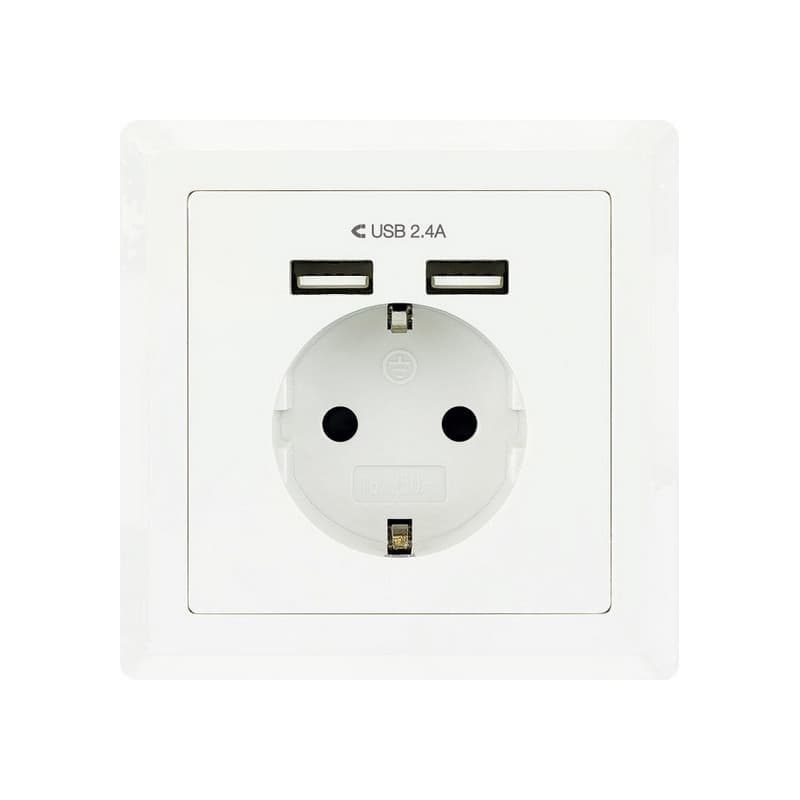NanoCâble 10.35.0010 prise de courant CEE 7/3 + USB Blanc