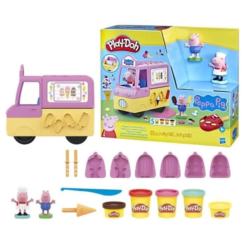 Play-Doh Peppa et le camion de glaces, figurines Peppa et George, 5 pots de pâte a modeler atoxique, des 3 ans