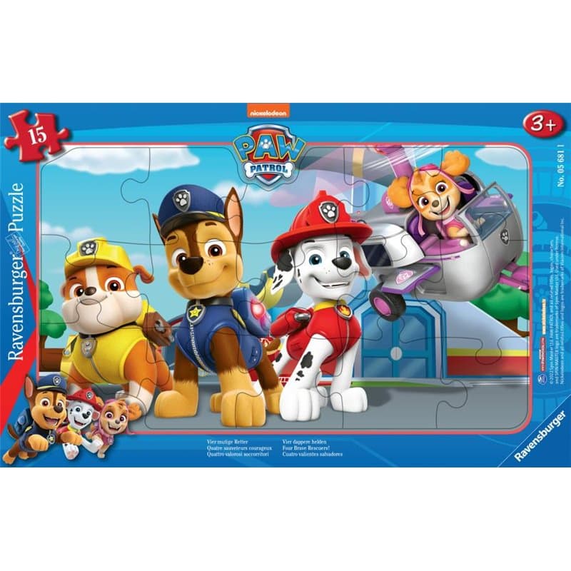 Puzzle cadre 15 p - quatre sauveteurs courageux / pat'patrouille