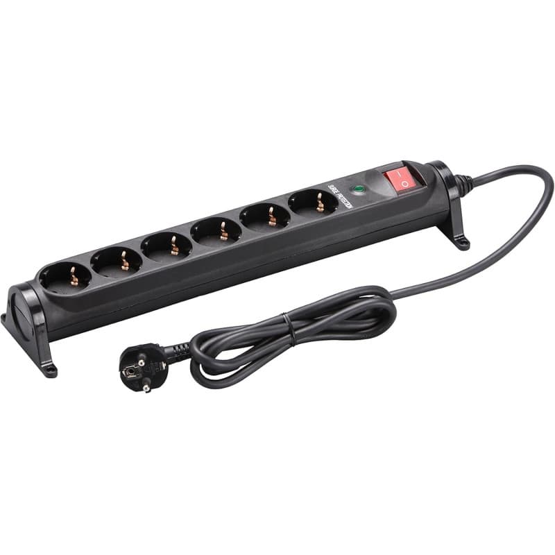 Allocacoc 47530 Multiprise 6 Prises avec Interrupteur, 1,4 m, Noir