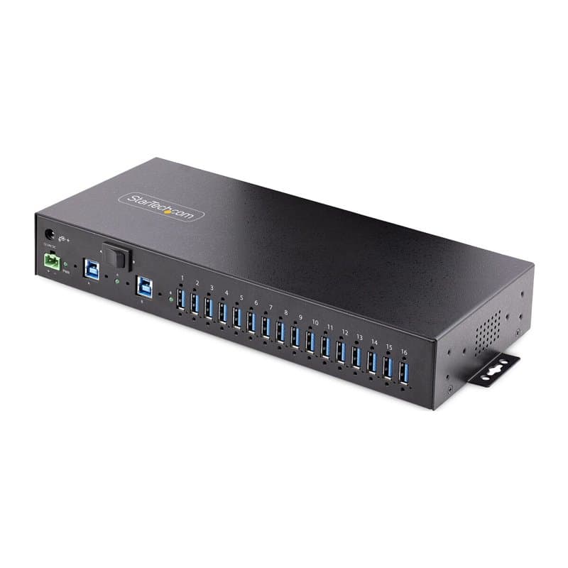 StarTech.com Hub USB 3.0 5Gbps Industriel à 16 Ports - Montage DIN/Surface/Rack - Protection ESD - Commutateur USB 3.0 Alimenté,