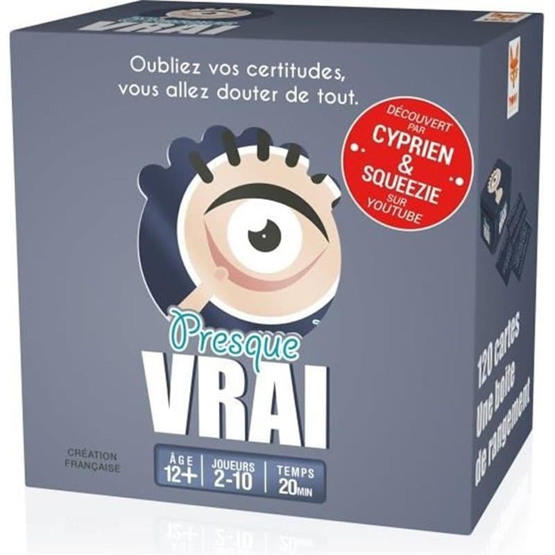 Jeu d'ambiance Presque Vrai - Topi Games - 90 cartes - 2 a 10 joueurs - 20 min - A partir de 12 ans
