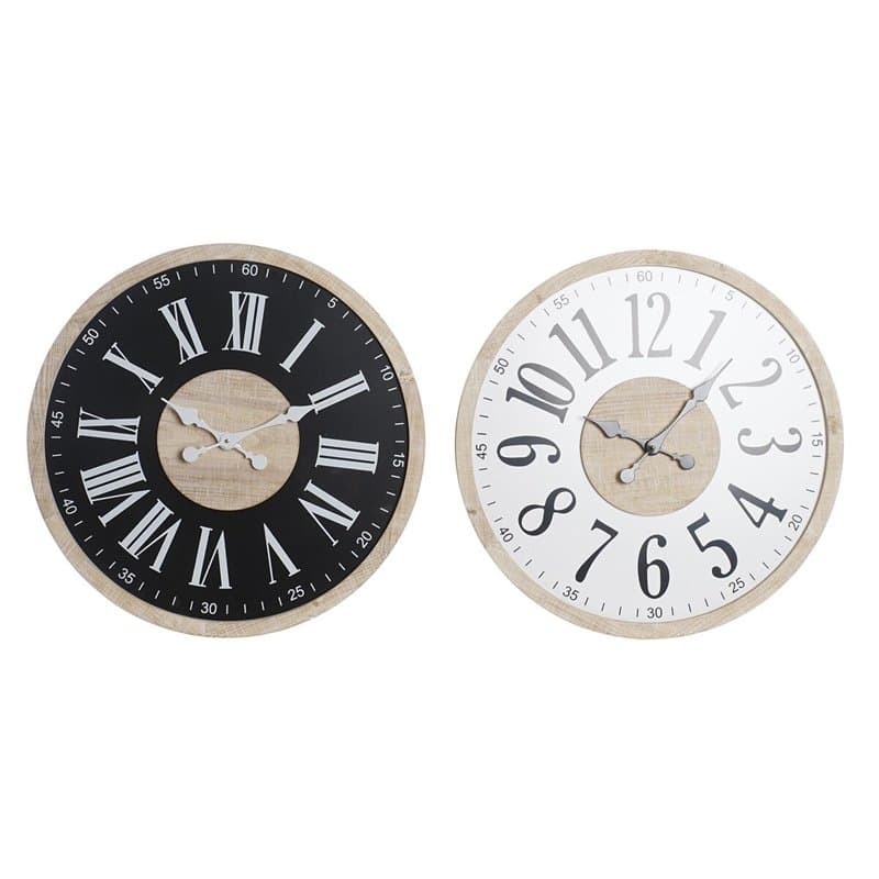 Horloge Murale DKD Home Decor Noir MDF Blanc (60 x 4,5 x 60 cm)
