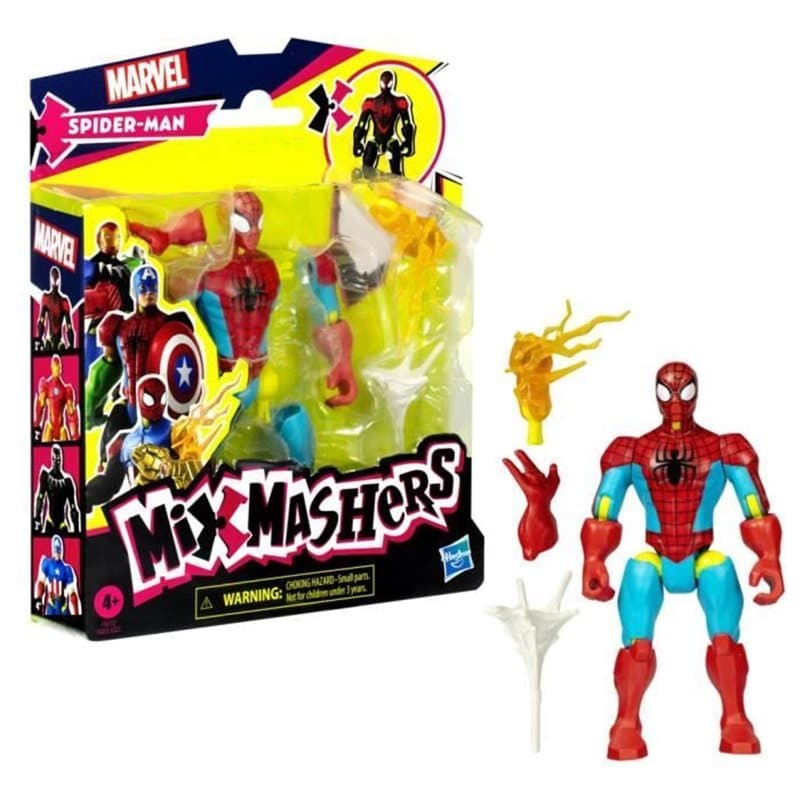 MixMashers SpiderMan, figurine 12 cm personnalisable a mélanger et combiner avec accessoires, Marvel, des 4 ans