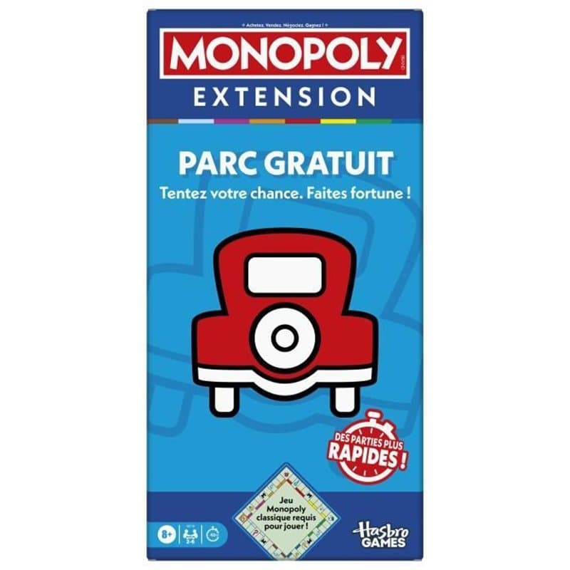 Monopoly Extension Parc gratuit, rend le jeu Monopoly classique plus amusant et plus rapide, 2 a 6 joueurs, 40 minutes, jeux de