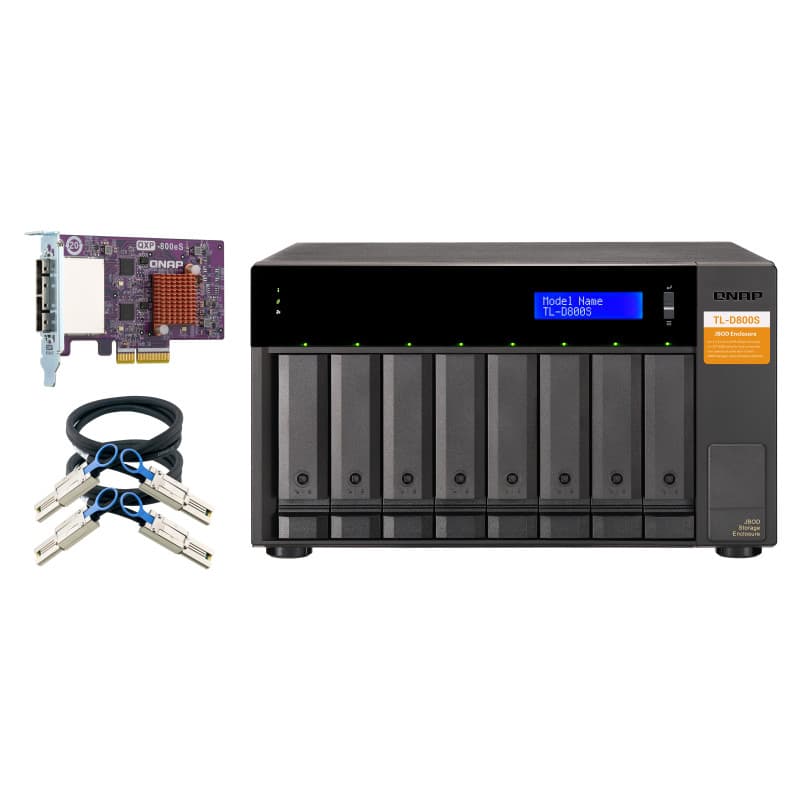 QNAP TL-D800S Boîtier de disques de stockage Boîtier disque dur/SSD Noir, Gris 2.5/3.5"