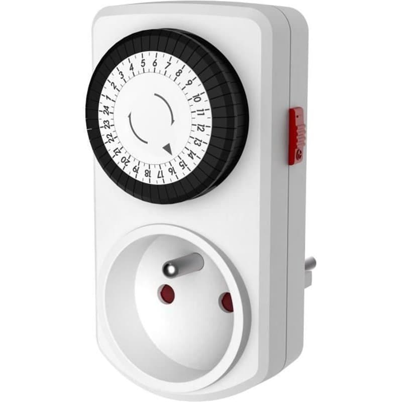 Mini programmateur mécanique journalier - GAO - 3680 W - 48 programmes - Blanc