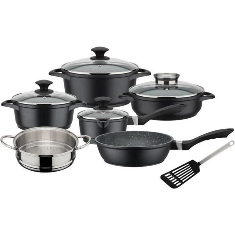 Set 10 pcs batterie de cuisine - GSW - GOURMET GRANIT - Fonte d'aluminium - Induction