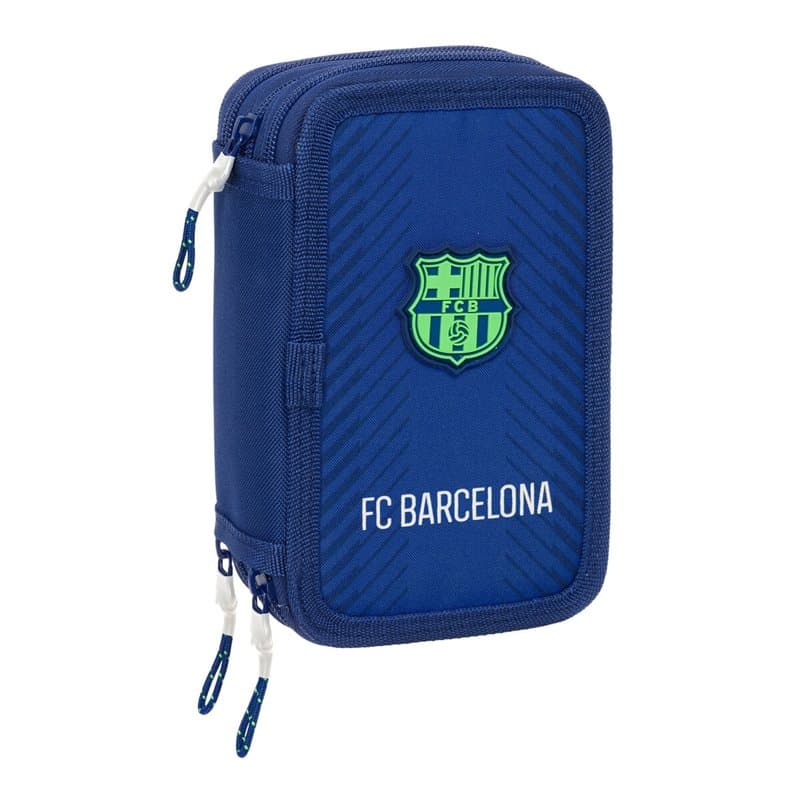 Pochette à crayons triple F.C. Barcelona Blue marine 12,5 x 19,5 x 5,5 cm 37 Pièces