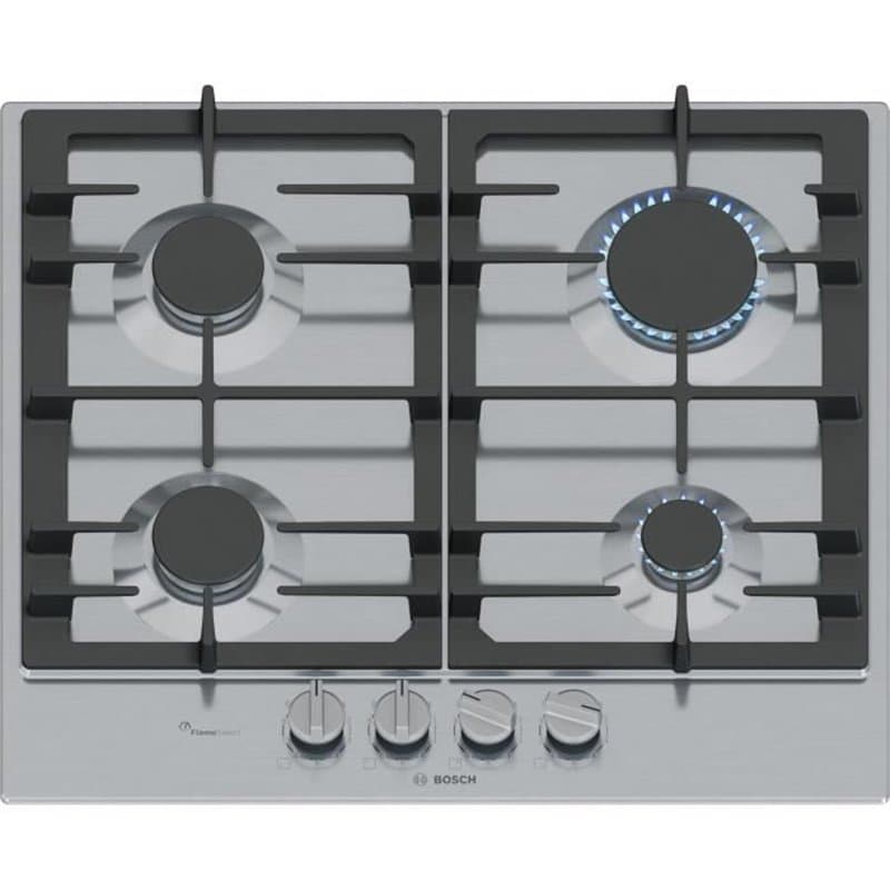 Table de cuisson a gaz - BOSCH Série 6 - 4 foyers - 52 x 58,2 x 4,5 cm - PCP6A5I90 - Inox