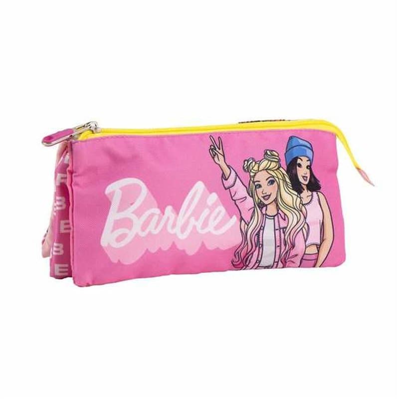Trousse Fourre-Tout Triple Barbie Fuchsia 2,2 x 1,1 x 22,5 cm