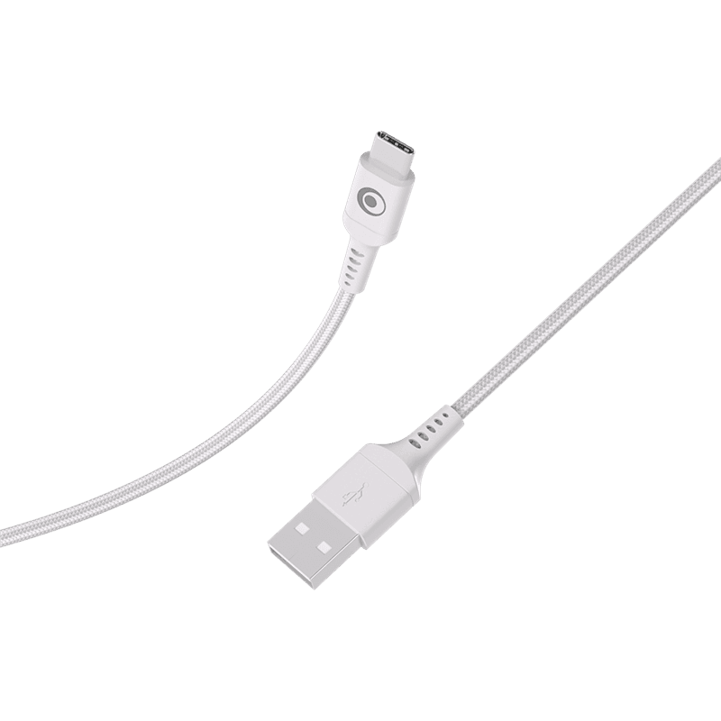 Câble Tissé USB A / USB C 3A 1.2m FastCharge 15W Blanc Bigben