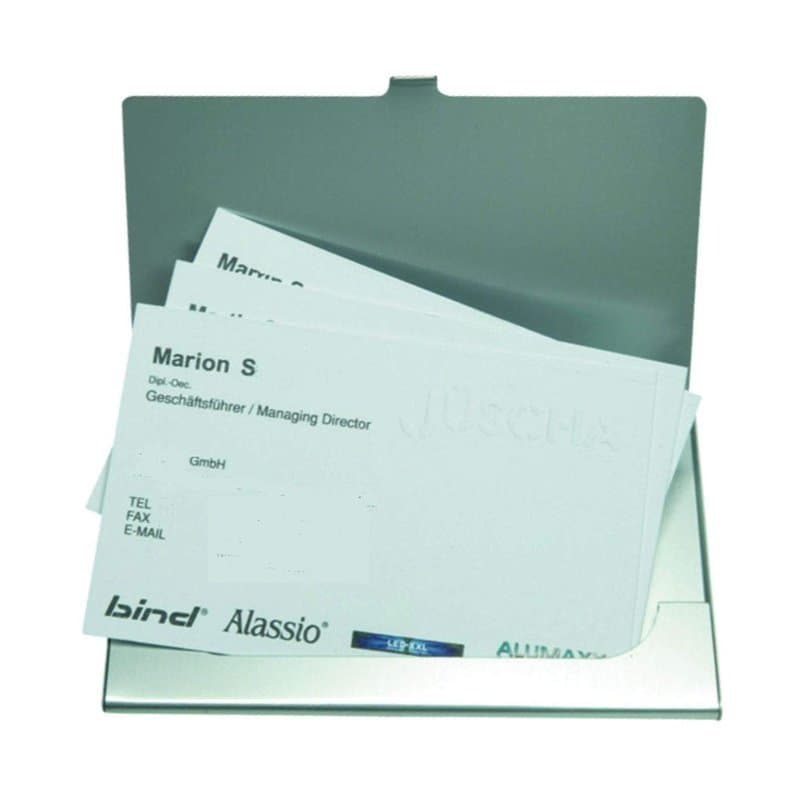 ALASSIO Visitenkartenetui aus Aluminium in Matter Optik, Etui für ca. 10 Visitenkarten Porte-Cartes de Visite, cm, Argenté (Silb