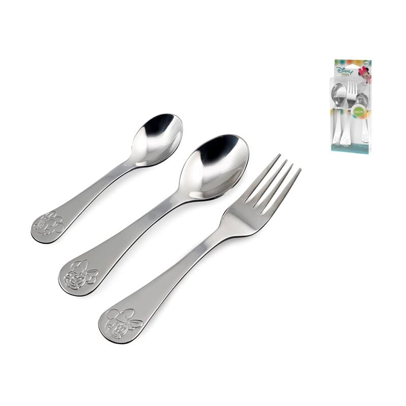 Lulabi Disney Minnie Lot de 3 couverts en acier inoxydable, gris