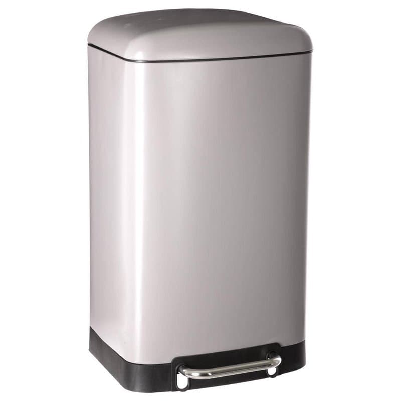 5 five simply smart Poubelle 30L en métal finition mate - Fermeture silencieuse - Large pédale - Coloris TAUPE