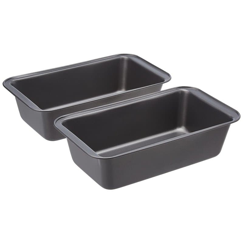 Amazon Basics Moule à pain antiadhésif en acier au carbone, 27 x 15 x 7 cm, lot de 2, Rectangulaire, Gris