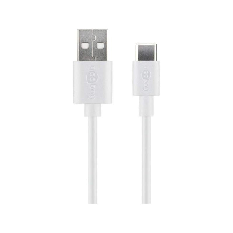 Goobay 59126 Câble de Chargement et de Synchronisation USB-C, USB-A vers USB-C, Blanc, 0.5m Longueur de Câble