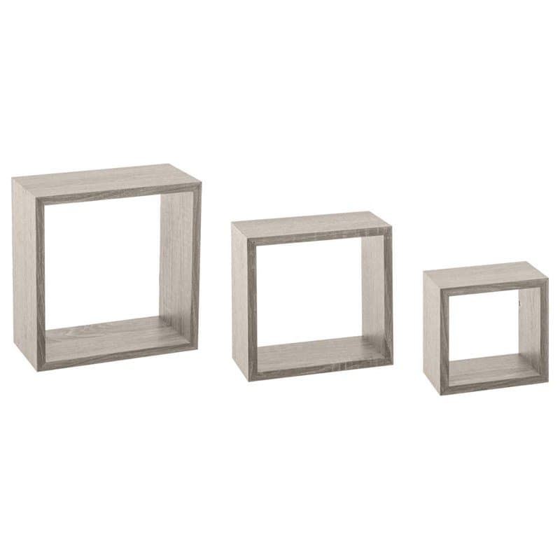 5 five simply smart 3 Petites étagères murales Cube Effet chêne Gris Fixy
